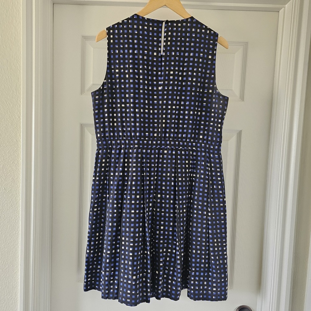 Kate Spade Silk Sz 12 Geometric Skater Dress New York Pleated Fit Flare Dress - Picture 2 of 12